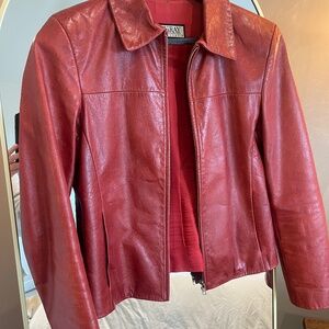 Red leather jacket
